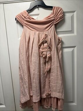 Blush Pink Ruffle-Trim Mini Dress